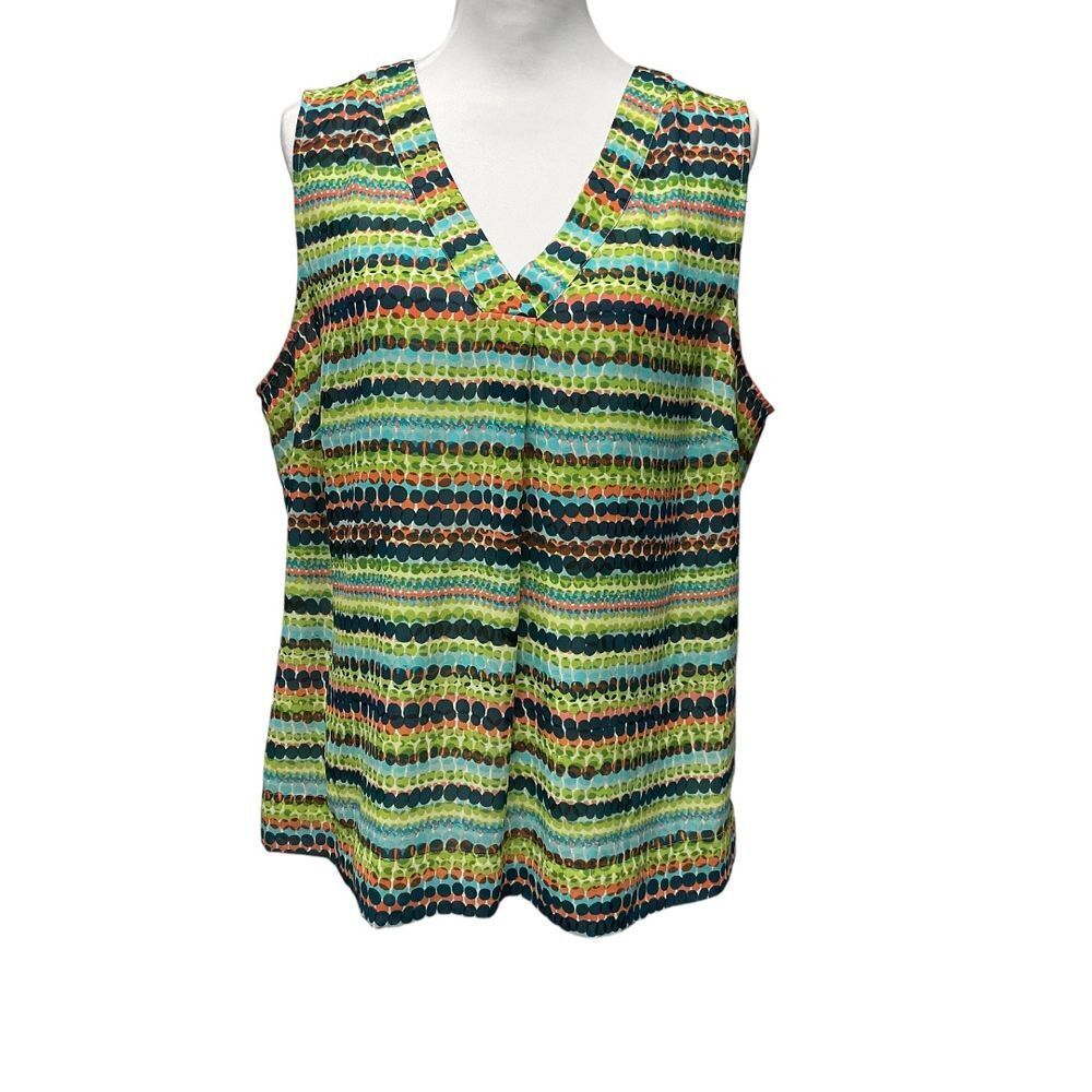 Sejour Women's Size 14W‎ Top Blouse Sleeveless Green Chiffon Work Office Chic